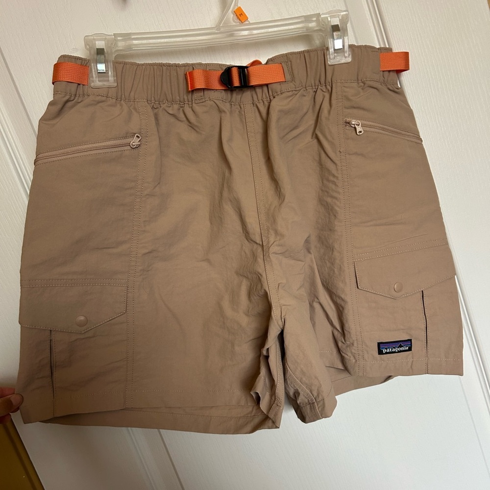 Patagonia Tan Cargo Shorts with Orange Details